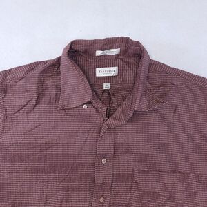 Van Heusen Tartan Flannel Long Sleeve Button Up Shirt Mens Size 17.5 Maroon